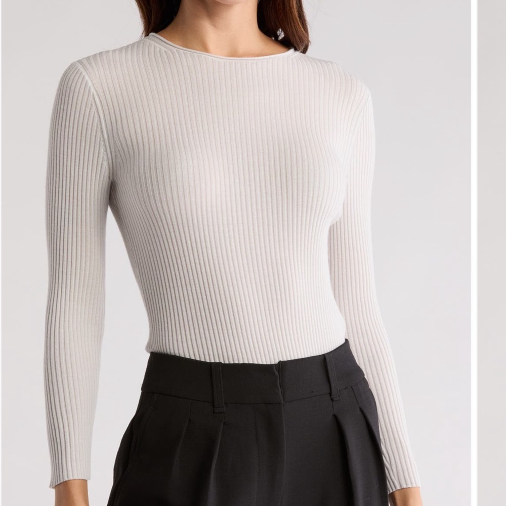 Theory Slim Regal Rib Merino Wool Long Sleeve Top